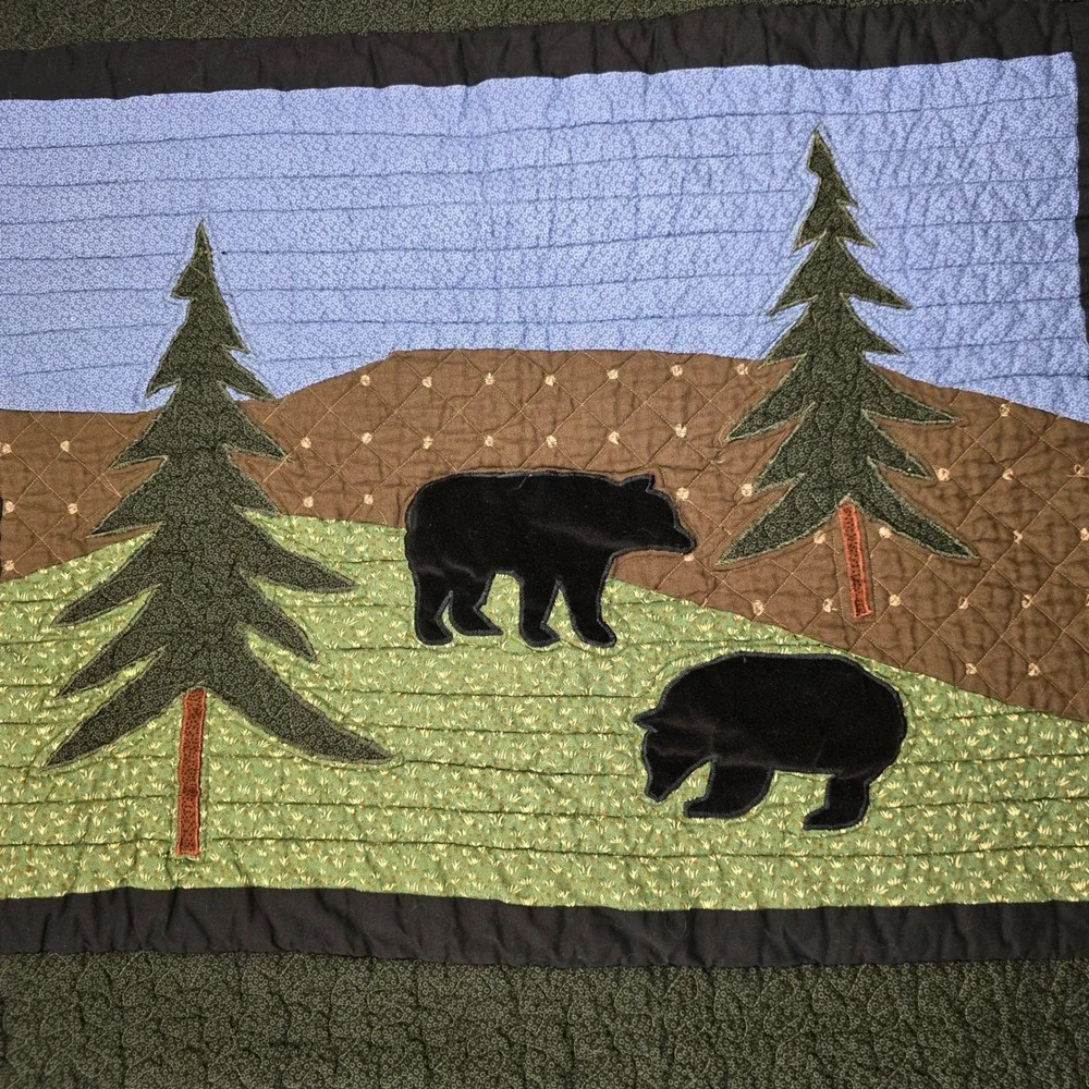 Donna Sharp Quilted Pillow Shams Set of 2 Bear Creek Cotton Lodge Cabin Decor